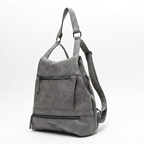 MISAKO Mochila Antirrobo NILI Símil Piel Gris | Bolso Mochila de Moda Casual Pequeña Efecto Antelina | Asas regulables | Diseño práctico Diario - 29x33x13cm