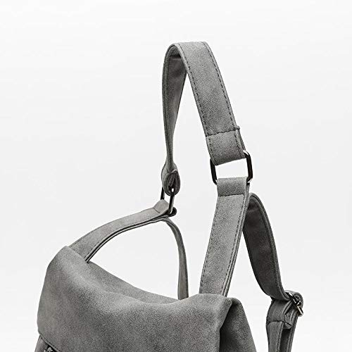 MISAKO Mochila Antirrobo NILI Símil Piel Gris | Bolso Mochila de Moda Casual Pequeña Efecto Antelina | Asas regulables | Diseño práctico Diario - 29x33x13cm