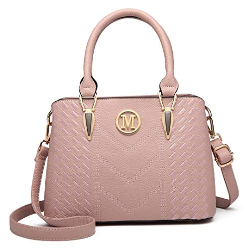 Miss Lulu Bolso de Mano para Mujer Elegante Bolso de Compras con Asa Superior Cuero Sintética (Rosa)