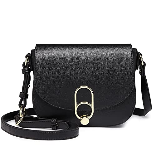 Miss Lulu Bolsos Bandolera de Cuero de PU Bolsa de Mano Bolsa de Hombro Tote Crossbody Bolso Shopper para Mujer (Negro)