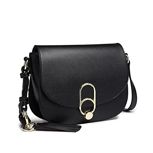 Miss Lulu Bolsos Bandolera de Cuero de PU Bolsa de Mano Bolsa de Hombro Tote Crossbody Bolso Shopper para Mujer (Negro)