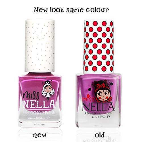 Miss Nella LITTLE POPPET- Púrpura Esmalte especial para uñas para niños, fórmula despegable, a base de agua y sin olor