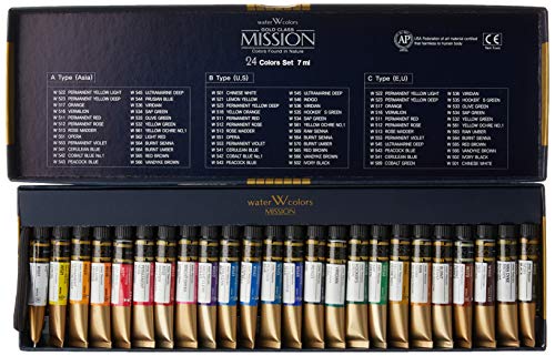 Mission Gold Water Color Set, 24 Colors by Mijello Mission Gold Class