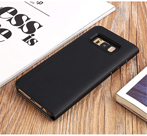 MLOTECH Compatibles Funda para Samsung S8,Funda + Protector de Pantalla Flip Clear View Translúcido Espejo Standing Cover Slim Fit Anti-Shock Anti-Rasguño Mirror Cubierta Negro