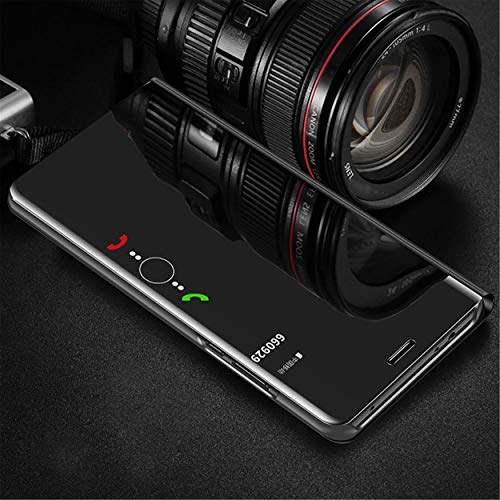 MLOTECH Compatibles Funda para Samsung S8,Funda + Protector de Pantalla Flip Clear View Translúcido Espejo Standing Cover Slim Fit Anti-Shock Anti-Rasguño Mirror Cubierta Negro