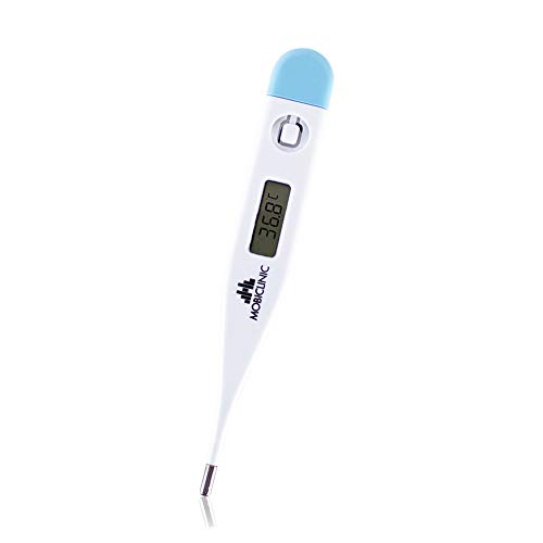 Mobiclinic, TH-02, Termómetro digital, Marca Española, Rígido, Alta precisión, Ligero, Alarma de fiebre, Marcado CE, Termómetro médico, Medición de temperatura vía oral, Rectal y axilar