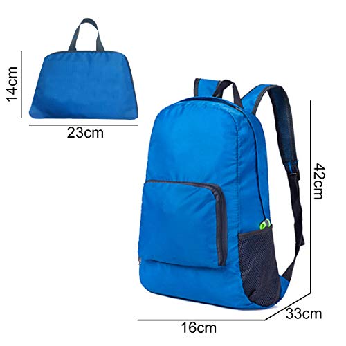 Mochila Plegable Ligera, Excursionismo o Uso Diario, Mochilas Pequeñas para Hombre Mujer, Mochilas Compacta para Viajar Senderismo (Azul)