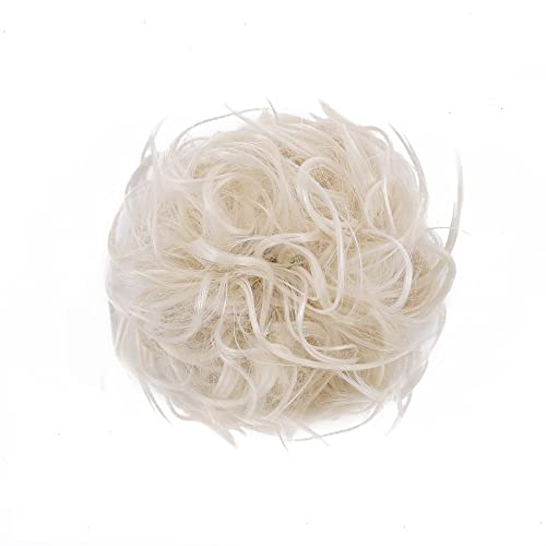 Moda Peinado Updo despeinado Scrunies de pelo con moño desordenado Extensión de cabello de cola de caballo para mujer Rubia Blanca