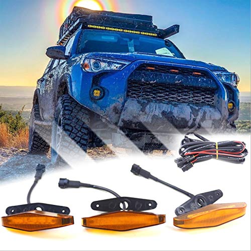 Mogzank Compatible con para 2014-2019 4Runner TRD Parachoques Delantero Parrilla Central Luces LED IluminacióN áMbar Amarillo