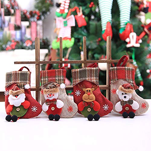 mohito Medias de Navidad，4pcs Medias de Navidad Bolsa de Regalo Calcetines de Navidad para el árbol de Navidad Chimenea Decoración Colgante Christmas Stocking Calcetines Decoración Navideña Caramelo