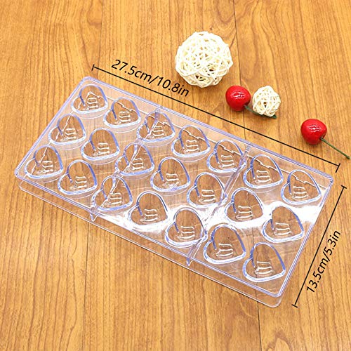 Molde De Chocolate De 21 Agujeros Molde Chocolate Plástico En Forma De Corazón 3D Seguro Higiénico Reutilizable, Para Chocolate, Cubitos De Hielo, Caramelos, Gelatina, Tarta De Boda, San Valentín Etc