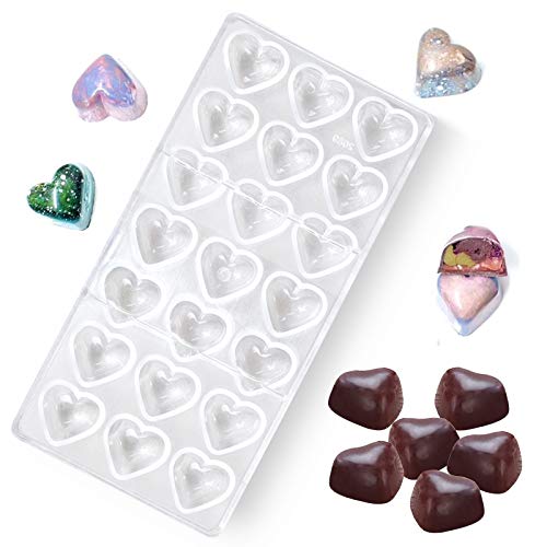 Molde De Chocolate De 21 Agujeros Molde Chocolate Plástico En Forma De Corazón 3D Seguro Higiénico Reutilizable, Para Chocolate, Cubitos De Hielo, Caramelos, Gelatina, Tarta De Boda, San Valentín Etc