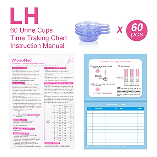 MomMed Test de Ovulación 60 tests, tiras de ovulacion LH60(25mIU/ml), Prueba de fertilidad familiar femenina.