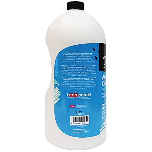 Mont Marte Discovery School Acrylic, Titanium White, 1/2 Gallon (2 Liter). Ideal for Students and Artists. Excellent Coverage and Fast Drying. Pump Lid Included.