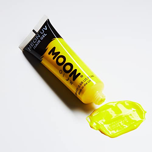 Moon Glow - Gel para el Cabello Neón UV - Intenso Amarillo 20 ml - ¡Péinate de punta y brilla!