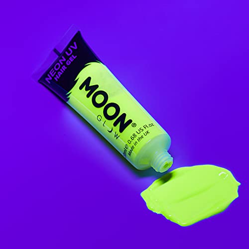 Moon Glow - Gel para el Cabello Neón UV - Intenso Amarillo 20 ml - ¡Péinate de punta y brilla!