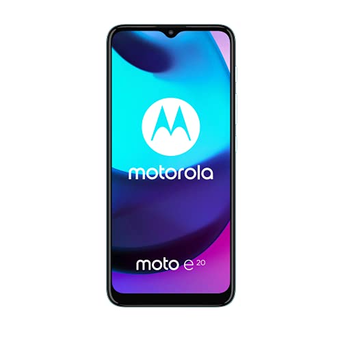 moto e20 (Pantalla 6.5" Max Vision HD+, cámara 13MP, procesador octa-core 1.6GHz, batería 4000 mAH, Dual SIM, 2/32GB, Android 11), Azul [Versión ES/PT]