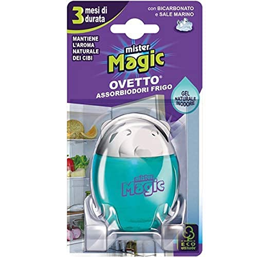 Mr Magic - Huevo Absorbe olores para nevera con bicarbonato y sal marina - Mantiene el aroma de los alimentos - Dura hasta 3 meses