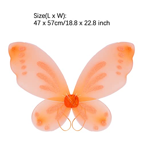 MSemis Alas de Hadas Niña para Fiesta Navidad Halloween Carnaval Alas de Mariposa Alas Multicolor de Fiesta Cumpleaños Disfraz Infantil W Naranja One Size