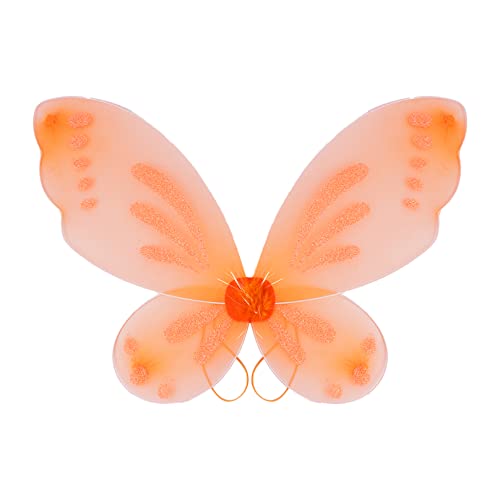 MSemis Alas de Hadas Niña para Fiesta Navidad Halloween Carnaval Alas de Mariposa Alas Multicolor de Fiesta Cumpleaños Disfraz Infantil W Naranja One Size