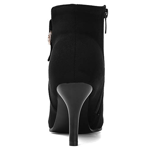 Mujer Elegante Vestido Botines Puntiagudo Tacón Alto Botines Cremallera Tacón De Aguja Botines Invierno Negro Talla 34 EU