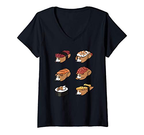 Mujer Sushi Galgo Italiano Perro Camiseta Cuello V