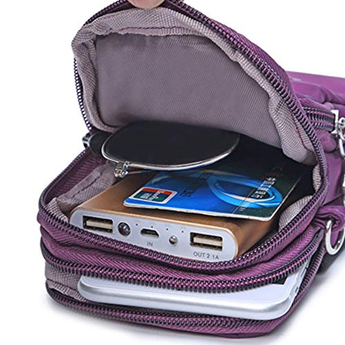 Mujeres Monedero Pequeña Bolso de Brazo Teléfono Móvil Mini Bandolera Mujer Bolsos de Mano Nylon Brazalete Deportivo Soporte Pasaporte Cintura de Viaje Bolsa de Cartera Niñas para iPhone Samsung