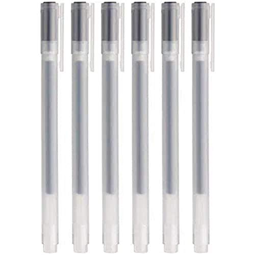 MUJI Tinta Gel Bolígrafo 6-Piezas Juego, 0.5 mm Tamaño Punta, Negro