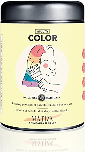 muum - Mascarilla Color Matizado. Repara y protege el cabello teñido o con mechas. Hidrata en profundidad y realza el brillo - 1000 ml.