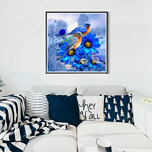 MXJSUA 5D Diamond Painting Kits de Taladro Completo Adultos Rhinestone Pegado Artes Artesanía Inicio Decoración de la Pared 30x30 cm Blue Bird