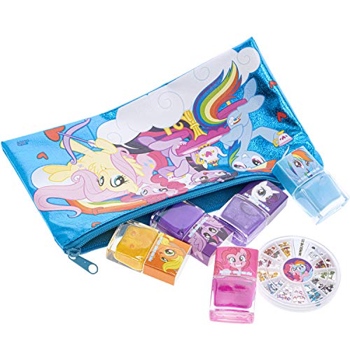 My Little Pony - Townley Girl Hasbro Juego De Actividades De Esmalte De Uñas Peel-Off Para Niñas, Mayores De 3 Años Con 5 Colores De Esmalte De Uñas, 240 Gemas De Uñas Y Bolsa, Para Fiestas, Pijamadas