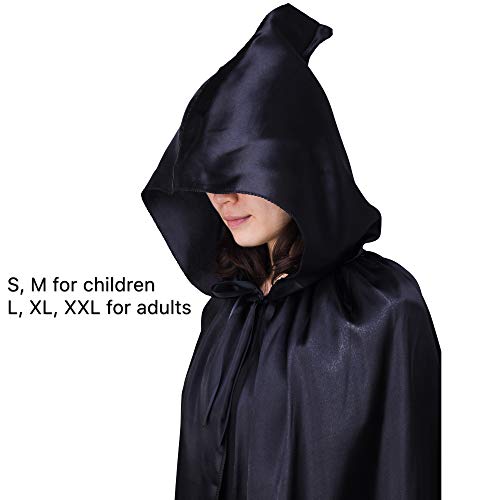 Myir JUN Largo Capa con Capucha, Unisex Adulto Niños Disfraz de Halloween Fiesta Disfraces Vampiro Traje (Negro, S)