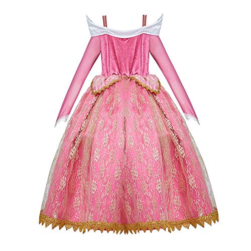 MYRISAM Vestidos de Princesa Aurora para Niñas Disfraz de Carnaval Bella Durmiente Traje de Halloween Navidad Cumpleaños Fiesta Ceremonia Aniversario Cosplay Vestir 9-10 años