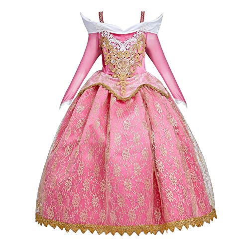 MYRISAM Vestidos de Princesa Aurora para Niñas Disfraz de Carnaval Bella Durmiente Traje de Halloween Navidad Cumpleaños Fiesta Ceremonia Aniversario Cosplay Vestir 9-10 años