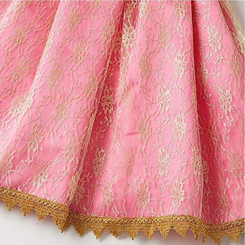 MYRISAM Vestidos de Princesa Aurora para Niñas Disfraz de Carnaval Bella Durmiente Traje de Halloween Navidad Cumpleaños Fiesta Ceremonia Aniversario Cosplay Vestir 9-10 años