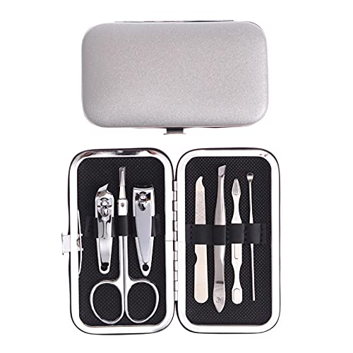 NailGlam Kit de pedicura de manicura 7pcs Set Clipper Set, kit de herramientas de manicura, kit de aseo profesional, herramientas de cuidado del cortador de uñas para viajes a domicilio-Di_colocar