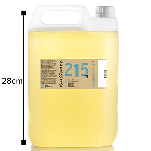 Naissance Aceite De Almendras Dulces Prensado en Frio Puro (no. 215) - 5L - Hidratante y Emoliente Natural Cuidado Cara, Pelo, Uñas, Cuerpo, Piel – Ideal Para Masaje Corporal, Jabones, Estrías