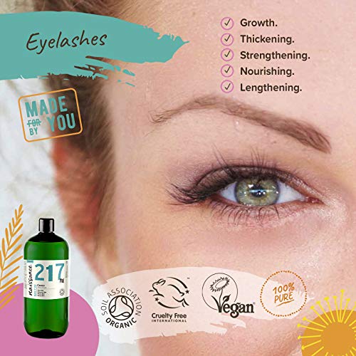 Naissance Aceite de Ricino BIO Puro Prensado en Frio (No. 217) 1 Litro - Hidratante Nutritivo Natural Pelo Piel Uñas Cejas Pestañas Ojos - Ideal Para Masaje Corporal Facial Crecimiento Barba - Vegano