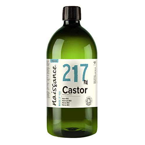 Naissance Aceite de Ricino BIO Puro Prensado en Frio (No. 217) 1 Litro - Hidratante Nutritivo Natural Pelo Piel Uñas Cejas Pestañas Ojos - Ideal Para Masaje Corporal Facial Crecimiento Barba - Vegano