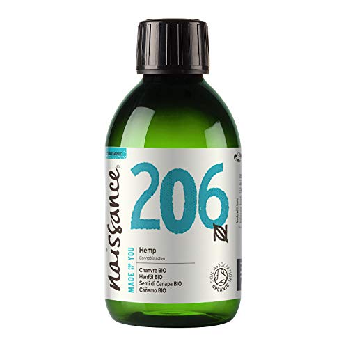 Naissance Aceite Vegetal de Semillas de Cáñamo BIO n. º 206 - 250ml - 100% puro, prensado en frío, virgen, certificado ecológico, vegano y no OGM