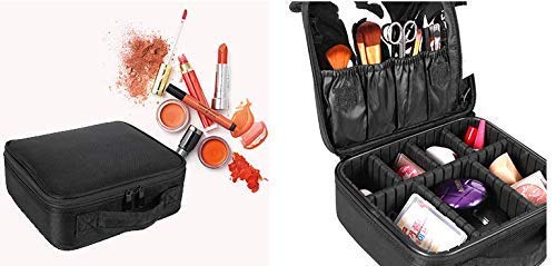 Nasjac Neceser Maquillaje Bolsa de Cosméticos Organizador -Profesional Maquillaje Case-Travel Maquillaje Herramientas Contenedor Estuche para Viaje Bolso de Cosméticos con Divisores Bolsillos(Negro)