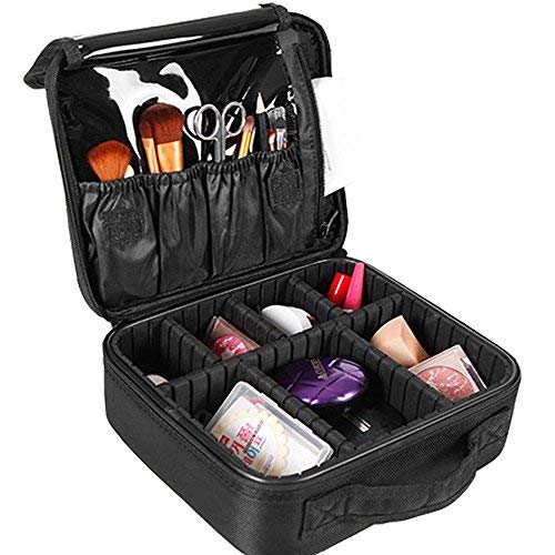 Nasjac Neceser Maquillaje Bolsa de Cosméticos Organizador -Profesional Maquillaje Case-Travel Maquillaje Herramientas Contenedor Estuche para Viaje Bolso de Cosméticos con Divisores Bolsillos(Negro)