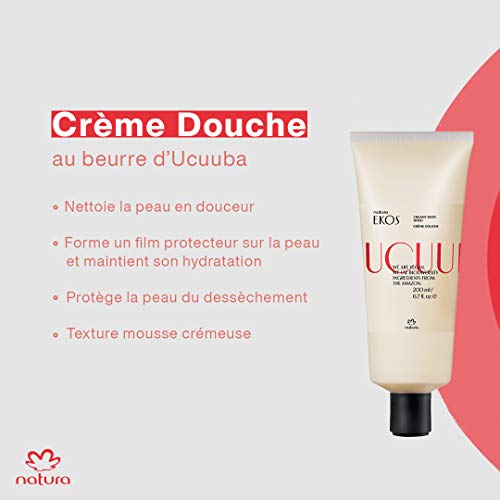 NATURA - Crema de Ducha Ucuuba Natura Ekos - Limpia Suavemente la Piel y la Mantiene Hidratada - Proporciona una Piel Suave y Protegida de la Sequedad - 100% Vegano - Cruelty Free - Tubo de 200 ml