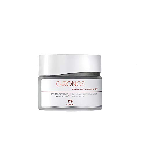 NATURA - Crema Facial Antisignos de Noche 45+ Chronos - Firmeza y Luminosidad - Antienvejecimiento, Antiarrugas, Reafirmante - Mejora la Elasticidad y la Firmeza - 100% Vegano - Cruelty Free - 40 g