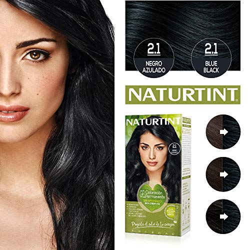 Naturtint Coloración 2.1 Negro Azulado, 100% Cobertura de canas y Hidratación, Ingredientes Vegetales y Aceites 100% Biobotánicos, Color Natural y Duradero, Sin Amoniaco, Pack de 3.