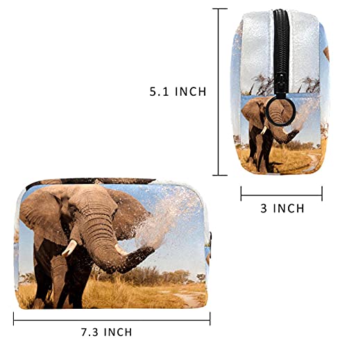 Neceser de Maquillaje para Neceser Estuche de Viaje cosmético Organizador Estuche para cosméticos Monedero,Elefante rociando Agua sobre su Tronco