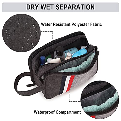 Neceser Hombre, RAVUO Impermeable Bolsa de Aseo Mujer Neceser de Viajie para Maquillaje Bolsa de Cosméticos Bolsa de Lavado con Múltiples Bolsillos Negro