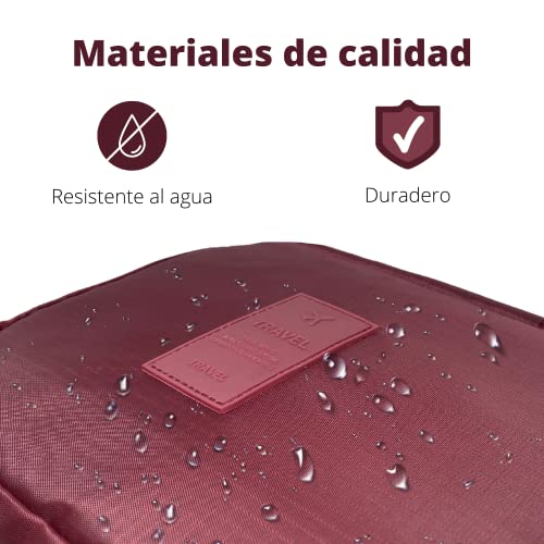 Neceser Maquillaje Compacto y Fácil de Transportar de Color Burdeo. Neceser Mujer Práctico y Universal Tanto para Organizador de Maquillaje como Neceser Viaje y Otros Accesorios