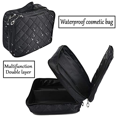 Neceser Maquillaje Grande, Bolso cosmético del maquillaje, Bolsa de Aseo Impermeable para Hombre y Mujer, Neceser de Viaje Negro