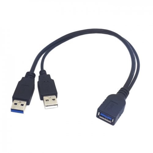 Negro USB 3.0 Hembra a Dual USB Macho Extra Power Data Y Cable de extensión para 2.5 pulgadas Mobile Hard Disk CableCC